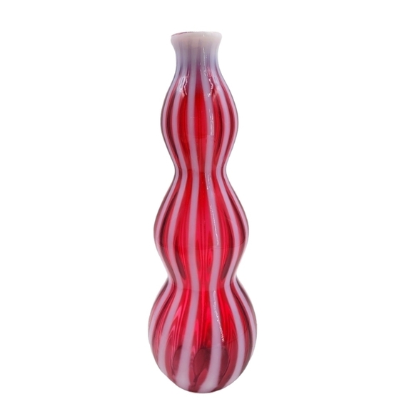 Fenton Cranberry Opalescent Spiral Wine Decanter - Picture 1 of 6